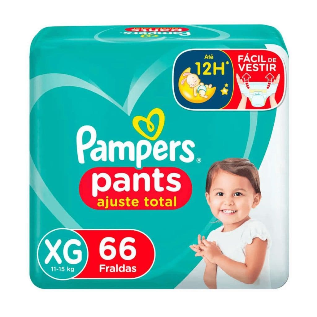 Fralda Infantil Pampers Pants Ajuste Total XG Com 66 Unidades