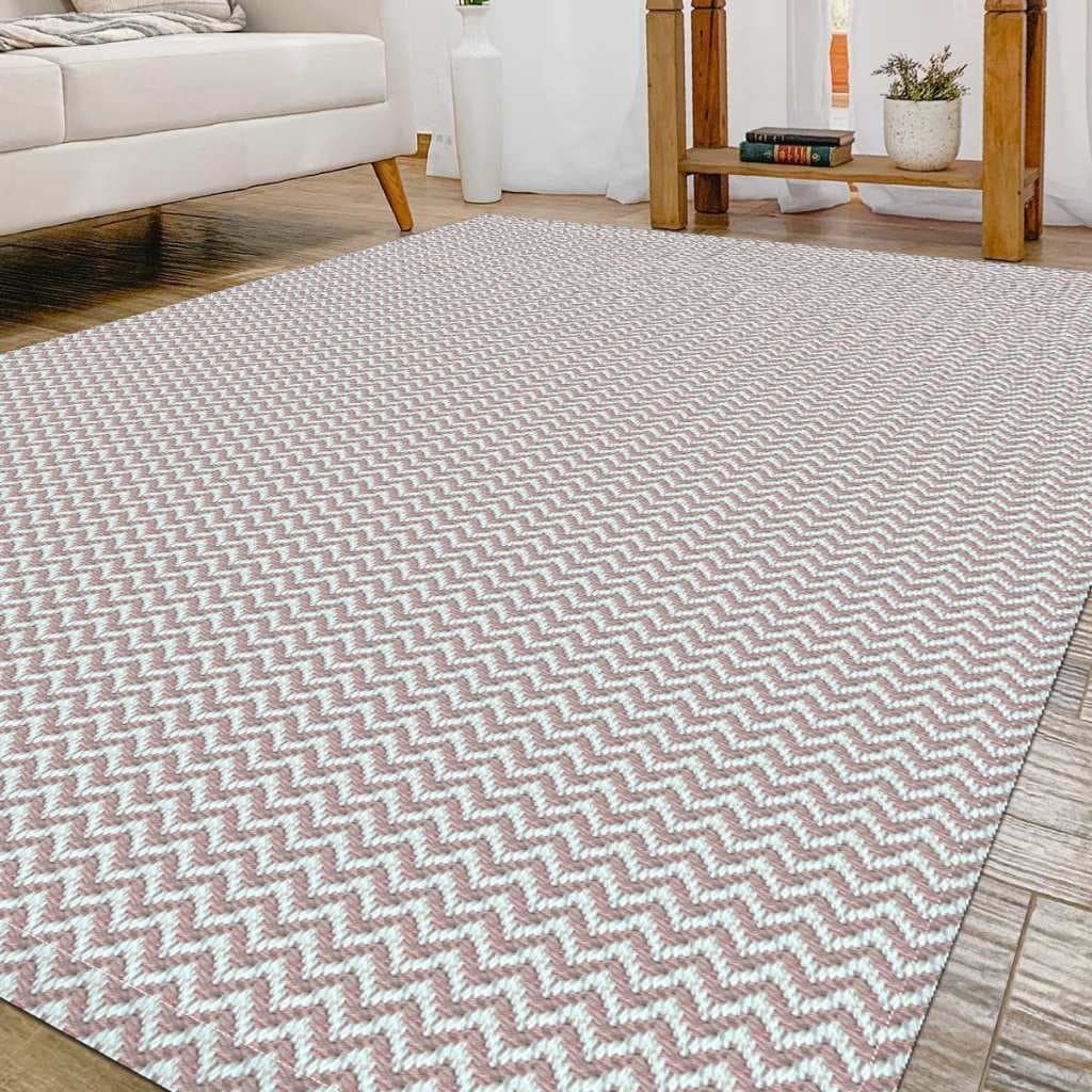 Tapete de Sala 1,00m x 1,40m Antiderrapante Zig Zag Quarto Hall Fofinho Moderno Artesanal