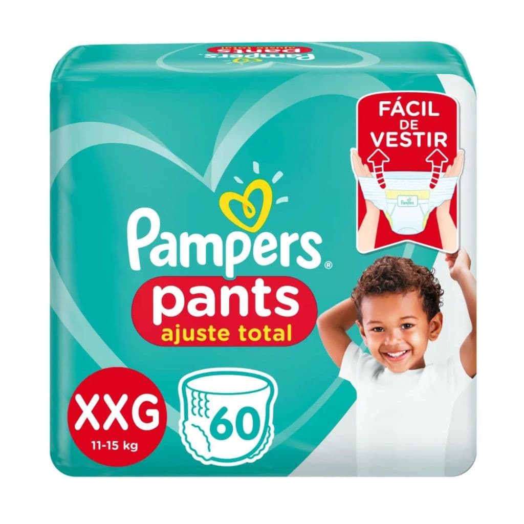 Fralda Infantil Pampers Pants Ajuste Total XXG Com 60 Unidades