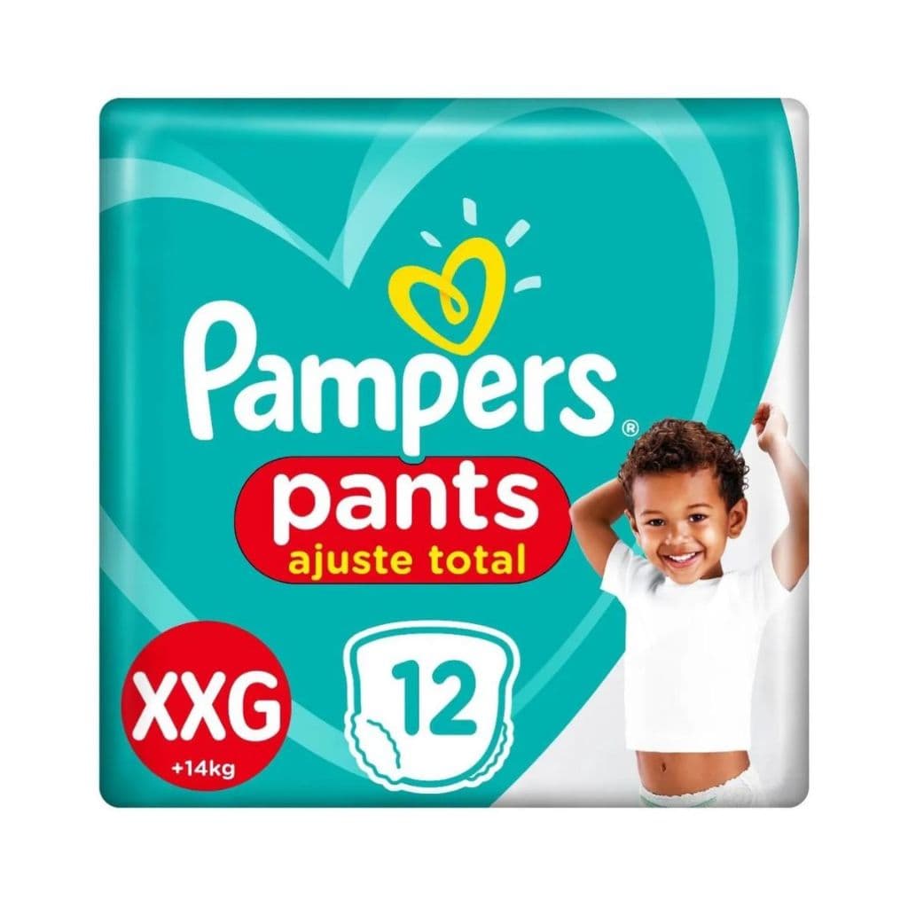 Fralda Infantil Pampers Pants Ajuste Total XXG Com 12 Unidades