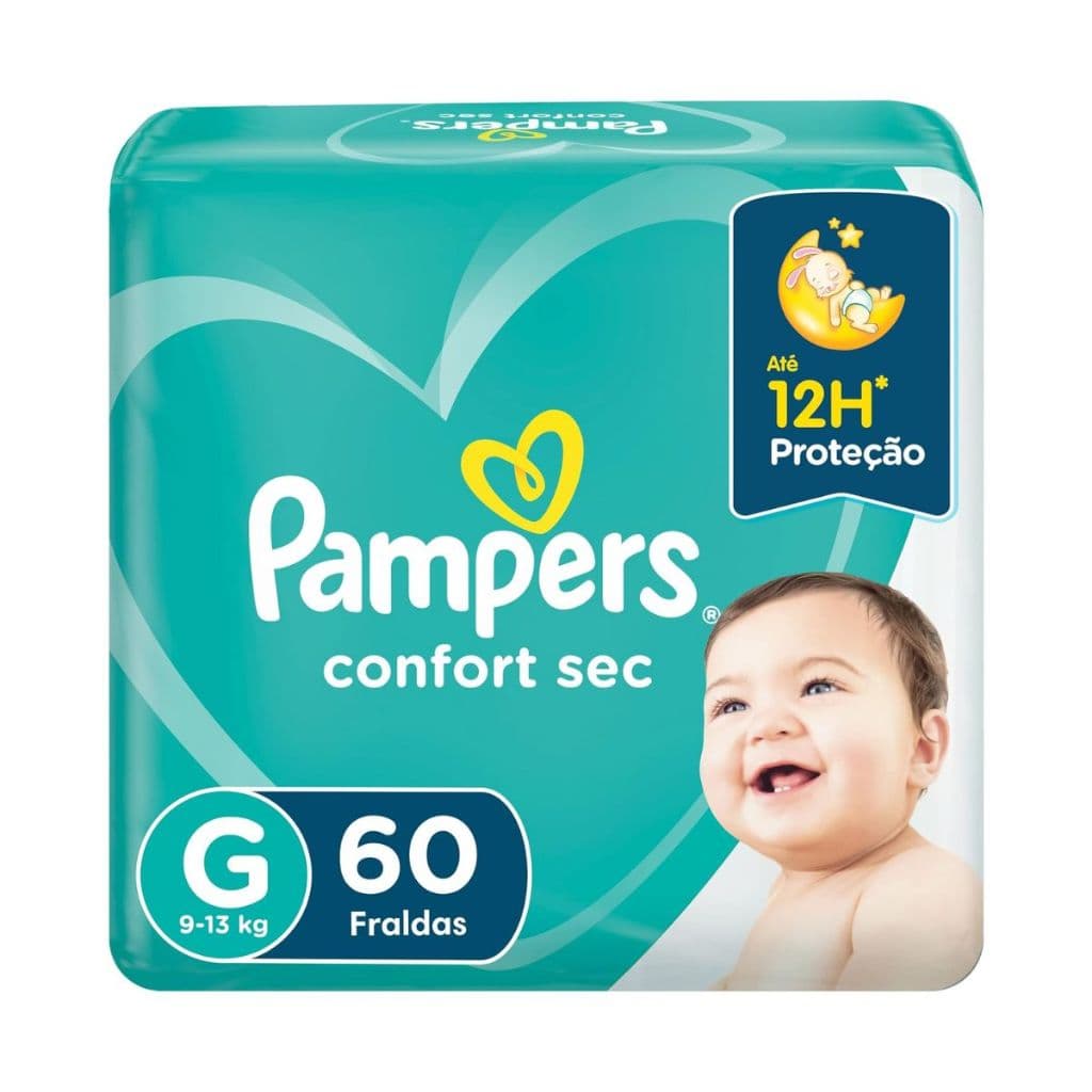 Fralda Infantil Pampers Confort Sec G Com 60 Unidades
