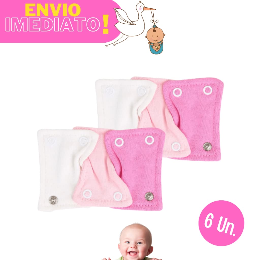 Kit 6 Extensores de Body Bebê 100% Algodão Macio Antialérgico e Ajustável Enxoval Infantil