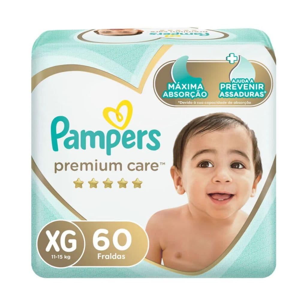 Fralda Infantil Pampers Premium Care XG Com 60 Unidades