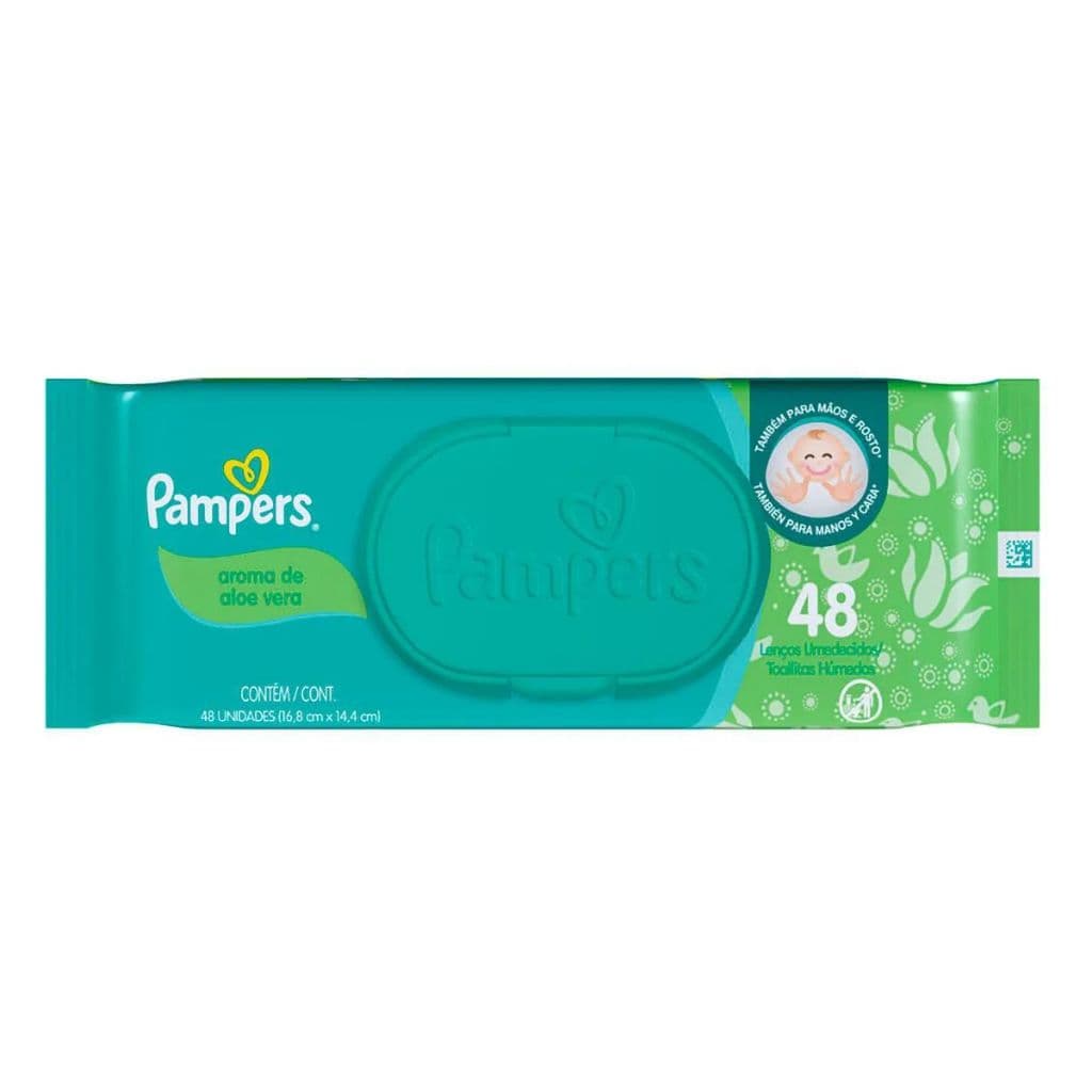Lenço Umedecido Pampers Aroma De Aloe Vera Com 48 Lenços