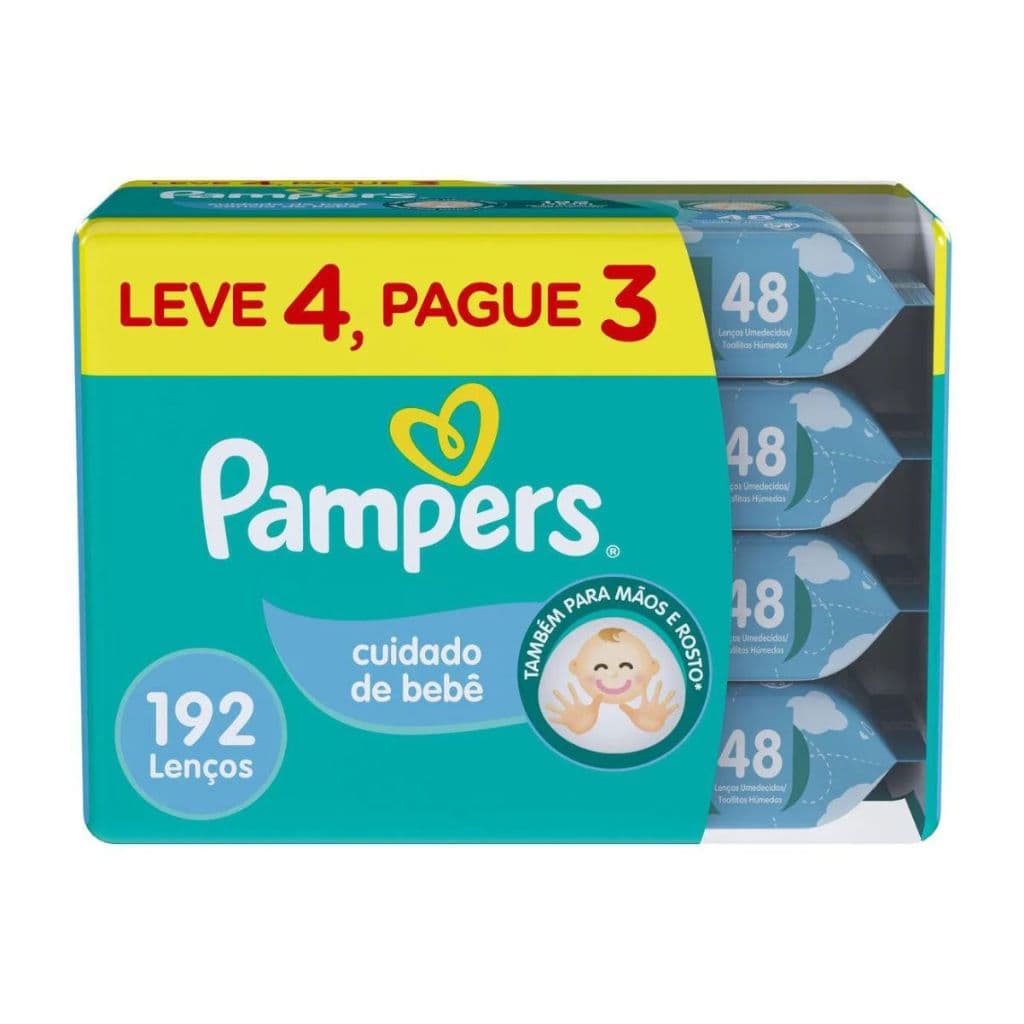 Kit 4 Pacotes Lenço Umedecido Infantil Pampers Cheirinho De Bebê Leve 4 Pague 3