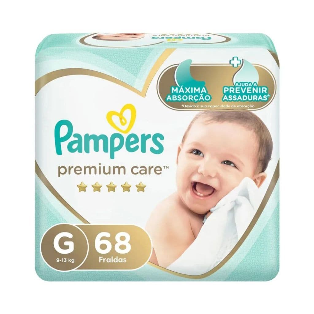 Fralda Infantil Pampers Premium Care G Com 68 Unidades