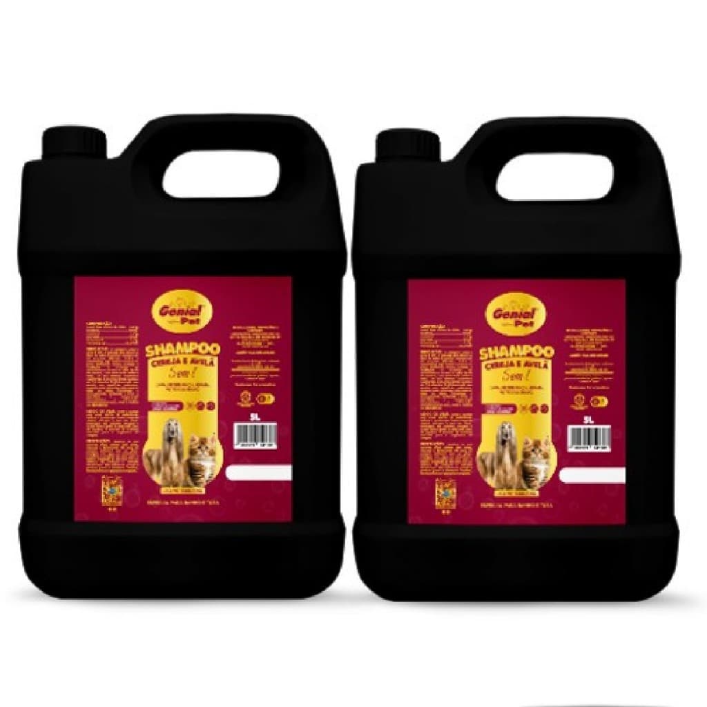 Kit Shampoo Cereja e Avelã Para Cachorro E Gato Pet Shop Banho e Tosa- 5L