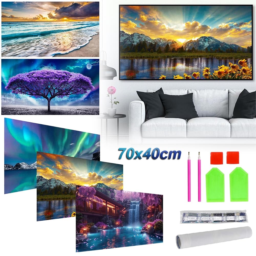 Kit de Pintura de Diamante 5d DIY 70x40cm Arte Decorativa Pintura