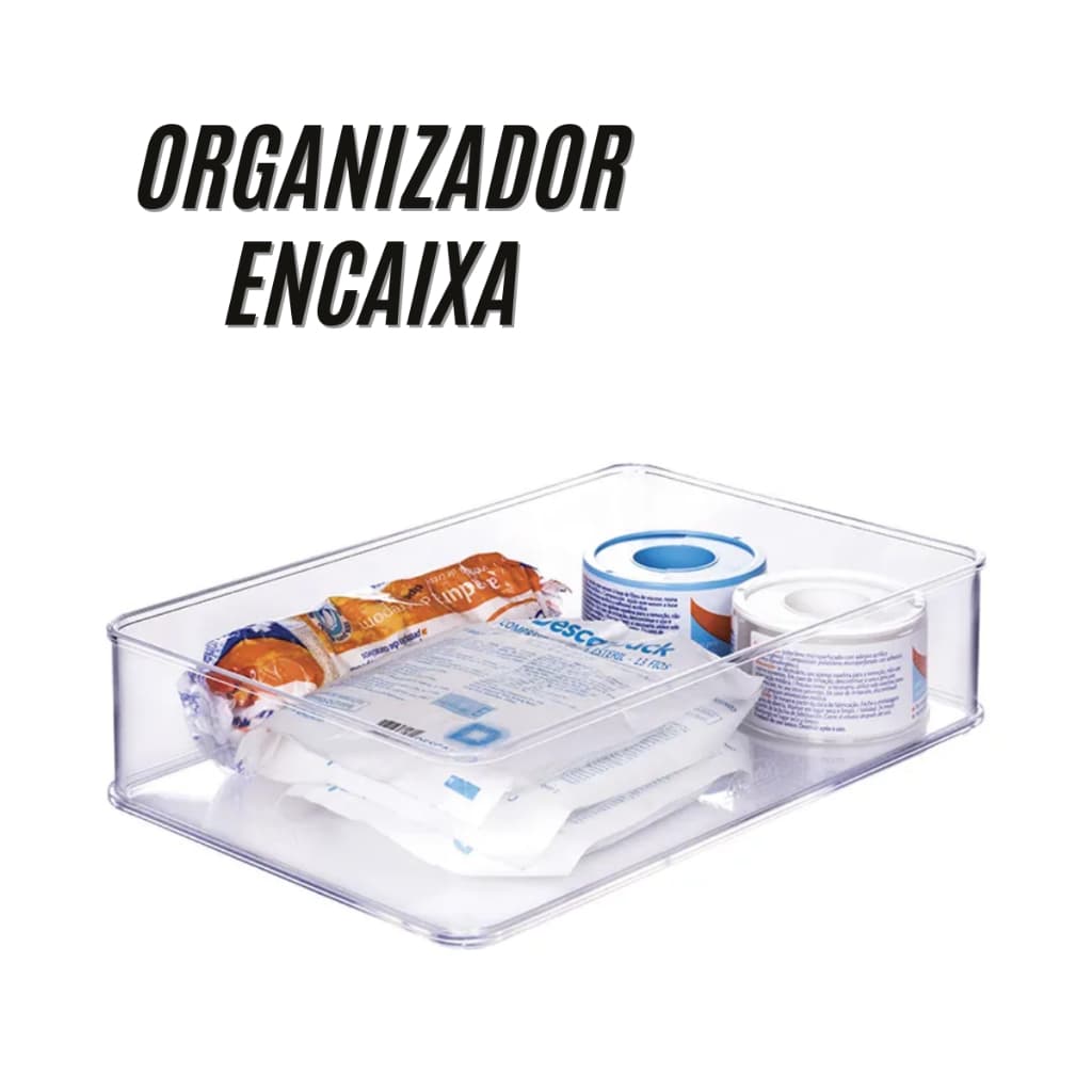 Organizador Multiuso Encaixa Plasútil para Gavetas Armários Cozinha Despensa e Banheiro Transparente