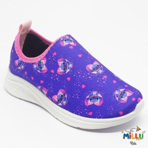 Tênis Infantil Menina Stitch Calce Fácil Confortável Estiloso Escolar Casual Volta as Aulas Escola Promoção