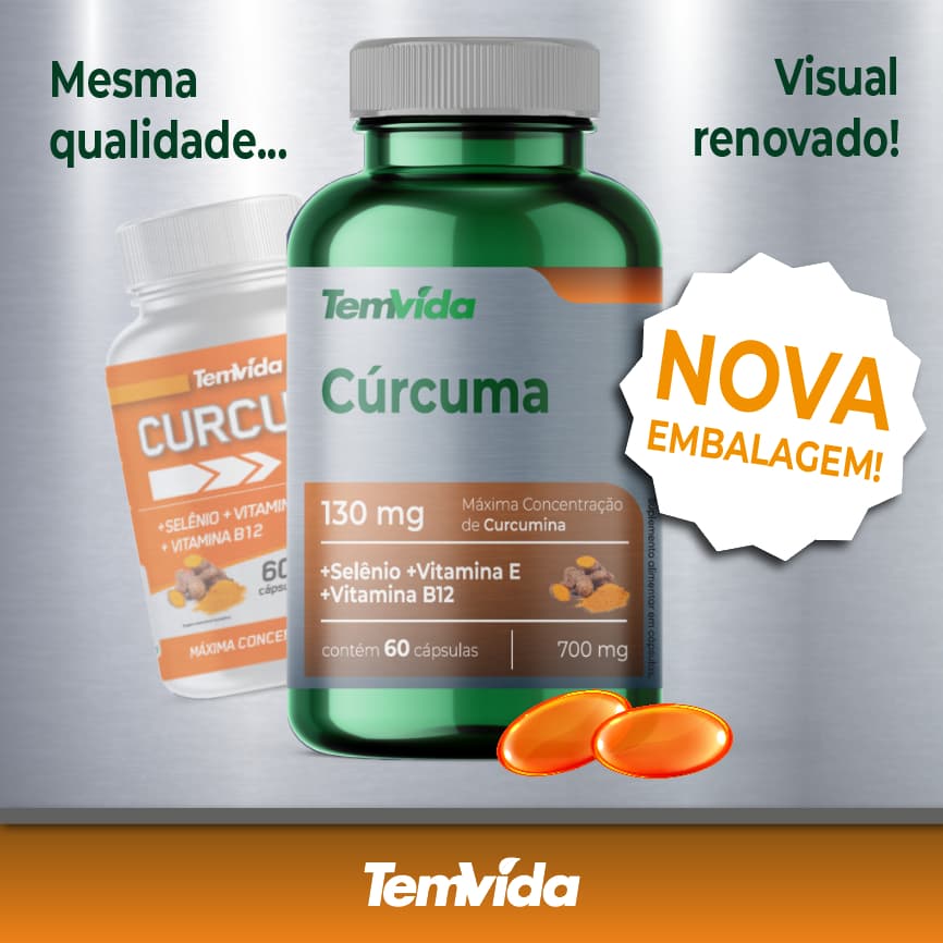 Cúrcuma em Cápsulas - Vitamina E Vitamina B12 Selenio 700mg Tem Vida
