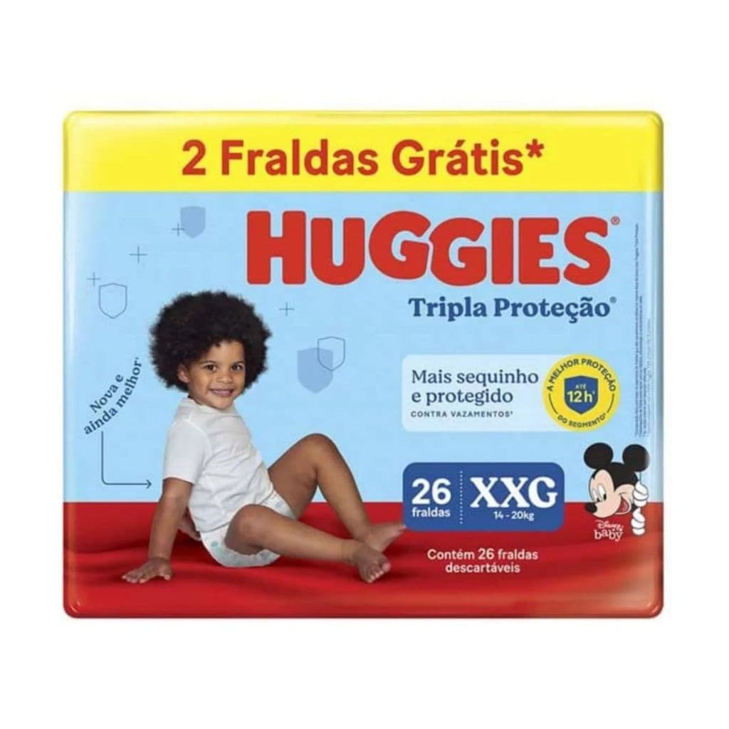 Fralda Infantil Huggies Tripla Proteção XXG Com 26 Unidades