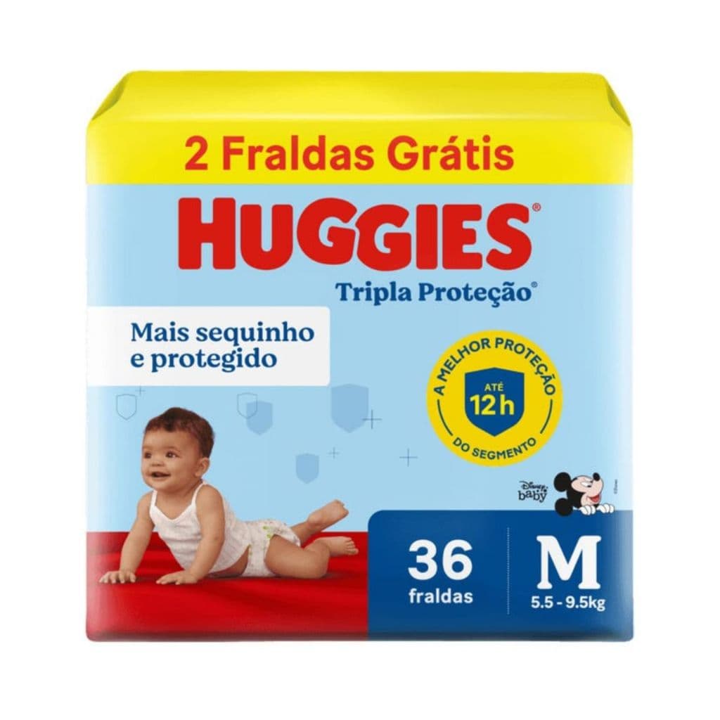Fralda Infantil Huggies Tripla Proteção M Com 36 Unidades