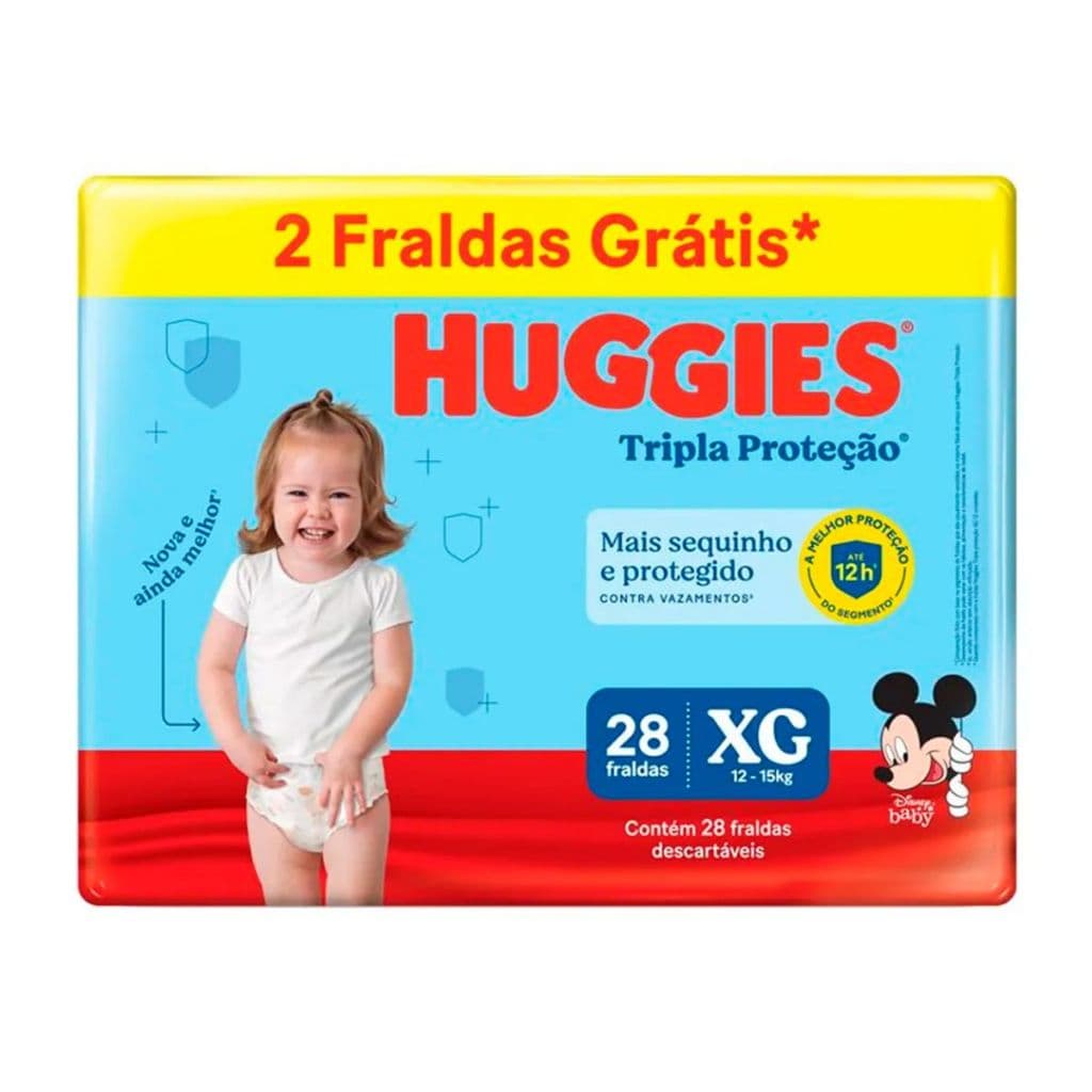 Fralda Infantil Huggies Tripla Proteção XG Com 28 Unidades
