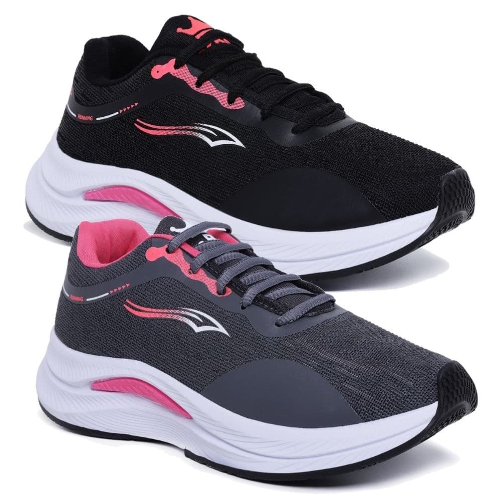 Kit 2 Tênis Feminino para Academia Caminhada Treino Musculação Confortável Preto/Grafite