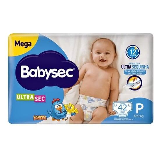 Fralda Descartável BABYSEC ULTRASEC GALINHA PINTADINHA Tamanho P com 42 fraldas