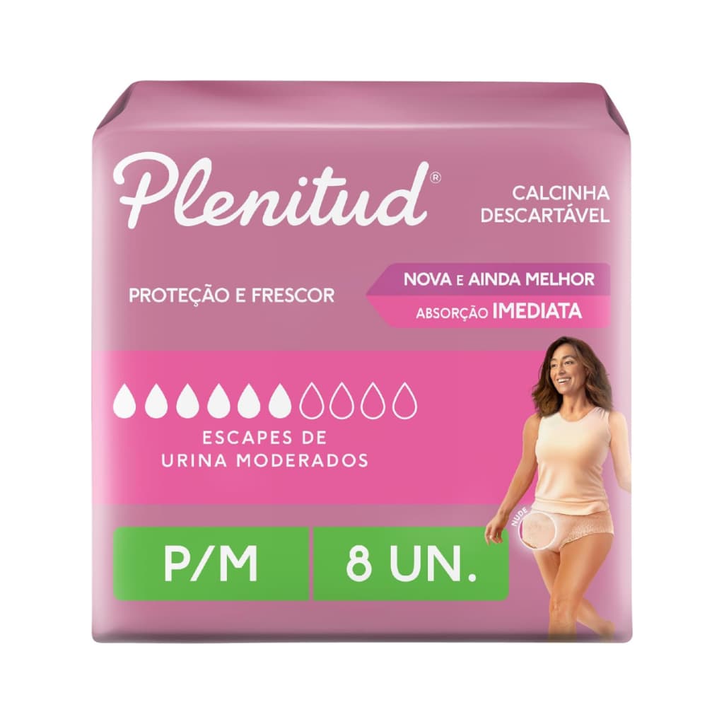 Calcinha Descartável Plenitud Femme P/M Com 8 Unidades
