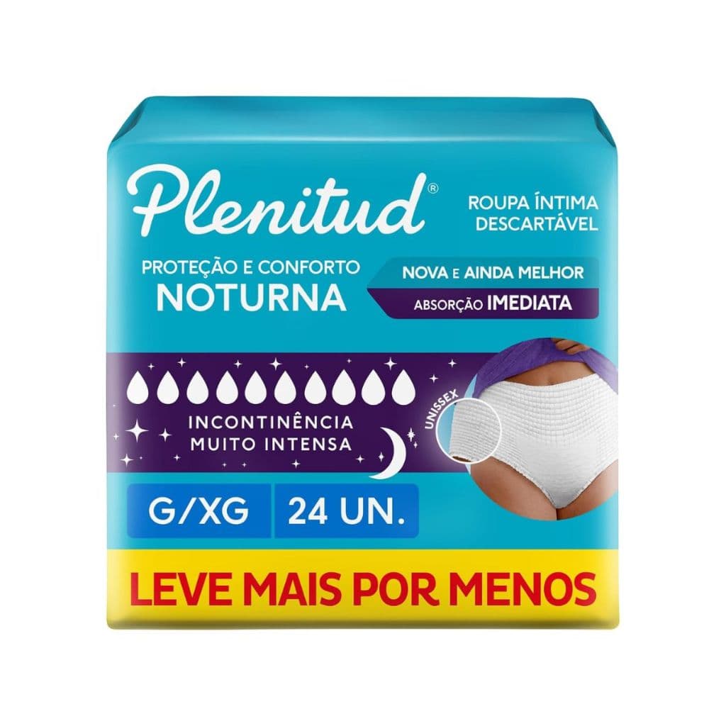 Roupa Íntima Descartável Plenitud Noturna Incontinência Severa G/XG Com 24 Un