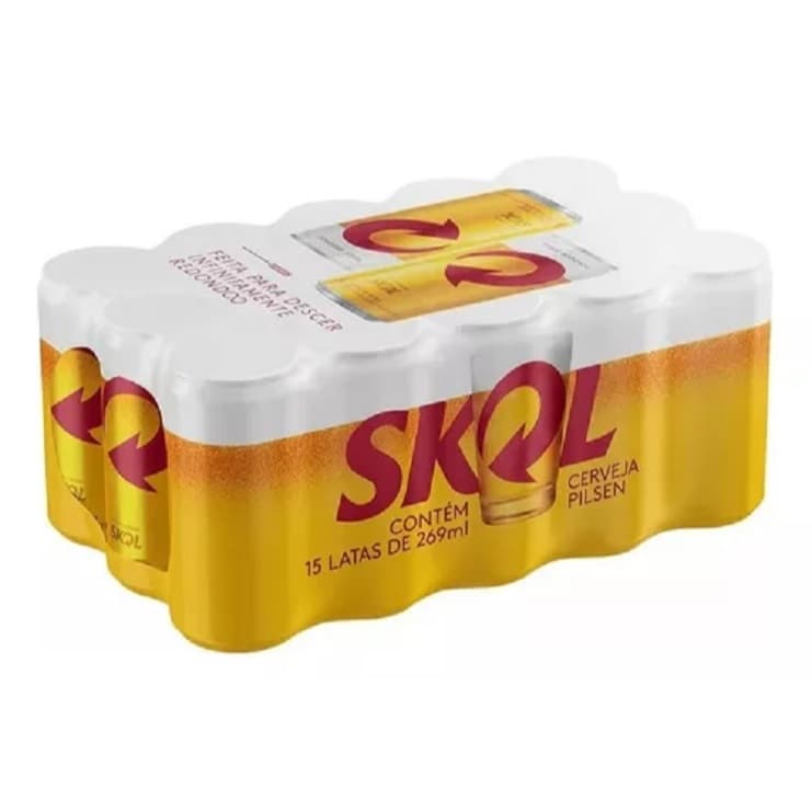 Cerveja Skol Lata 15 Unidades Pilsen Pack 269ml
