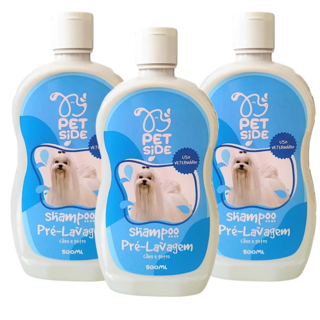 Kit 3 Shampoos Primeiro Passo - Pré Lavagem para Cães e Gatos - Limpeza Profunda