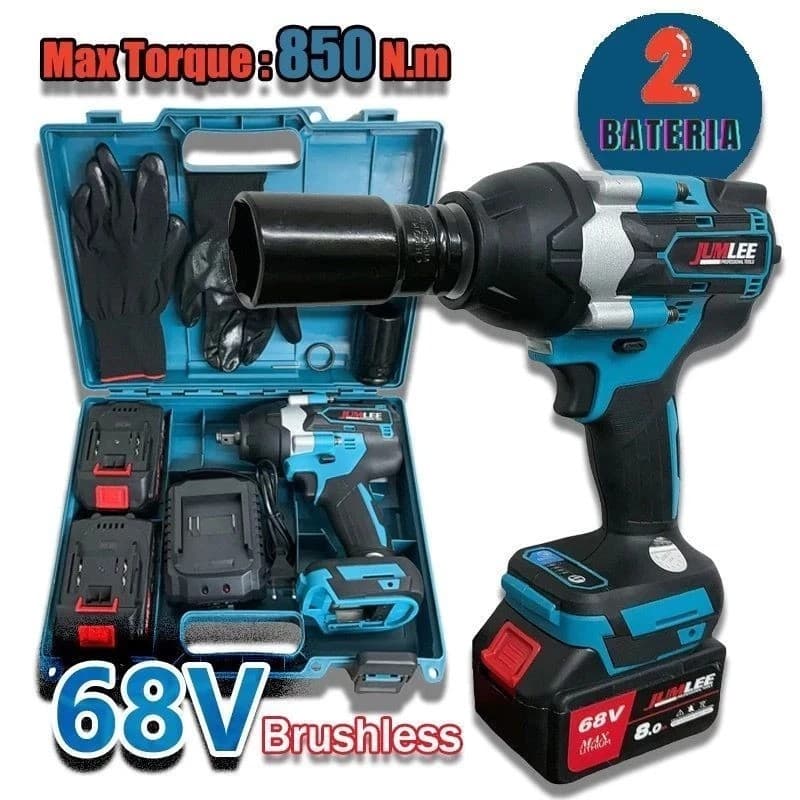 Parafusadeira E Furadeira Cheve De Impacto Solta Pneus Caminhão 68v Brushless 850N.m Linha Premium