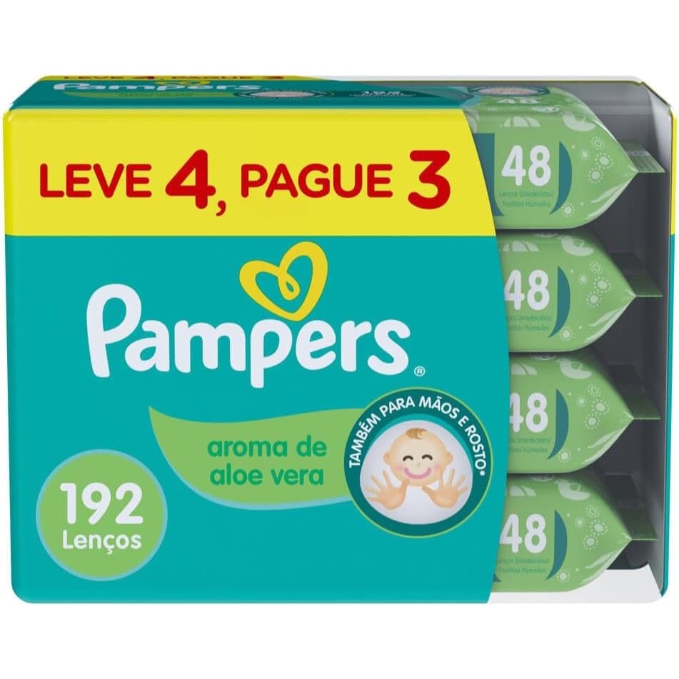 Pampers Lenços Umedecidos Aroma De Aloe Vera 192 Unidades