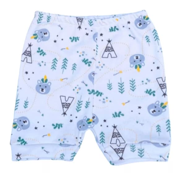 Kit 5 Peças Short Estampado Para Bebê Tapa Fralda Algodão
