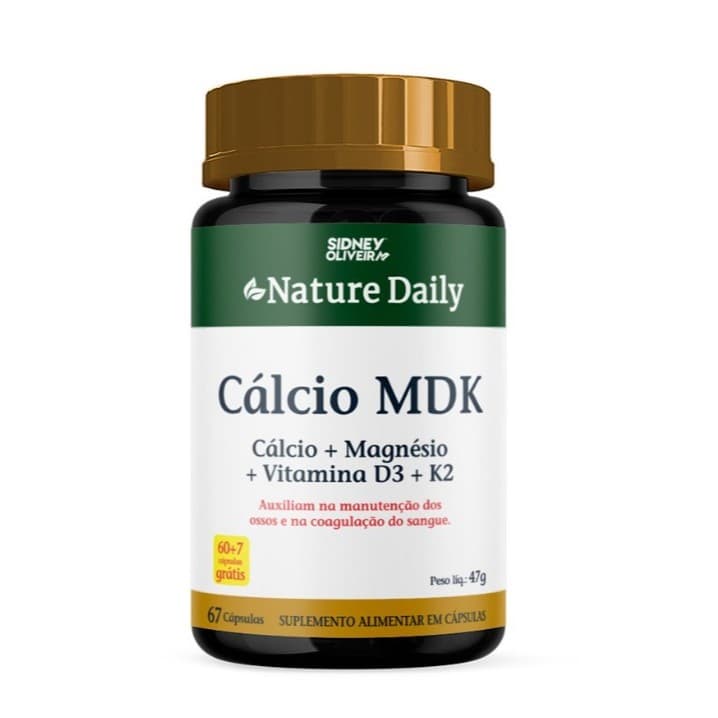Cálcio + Magnésio + Vitamina D3 + Vitamina K2 - Cálcio Mdk Nature Daily  + 7 Grátis Sidney Oliveira