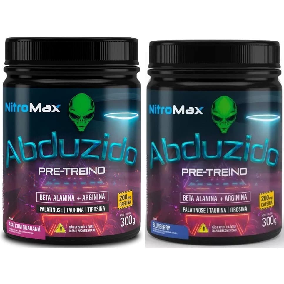Kit 2un Pré-Treino Abduzido - (Ultra Concentrado) - (2 x 300g cada) - (600g) - NitroMax (Beta Alanina + Arginina)