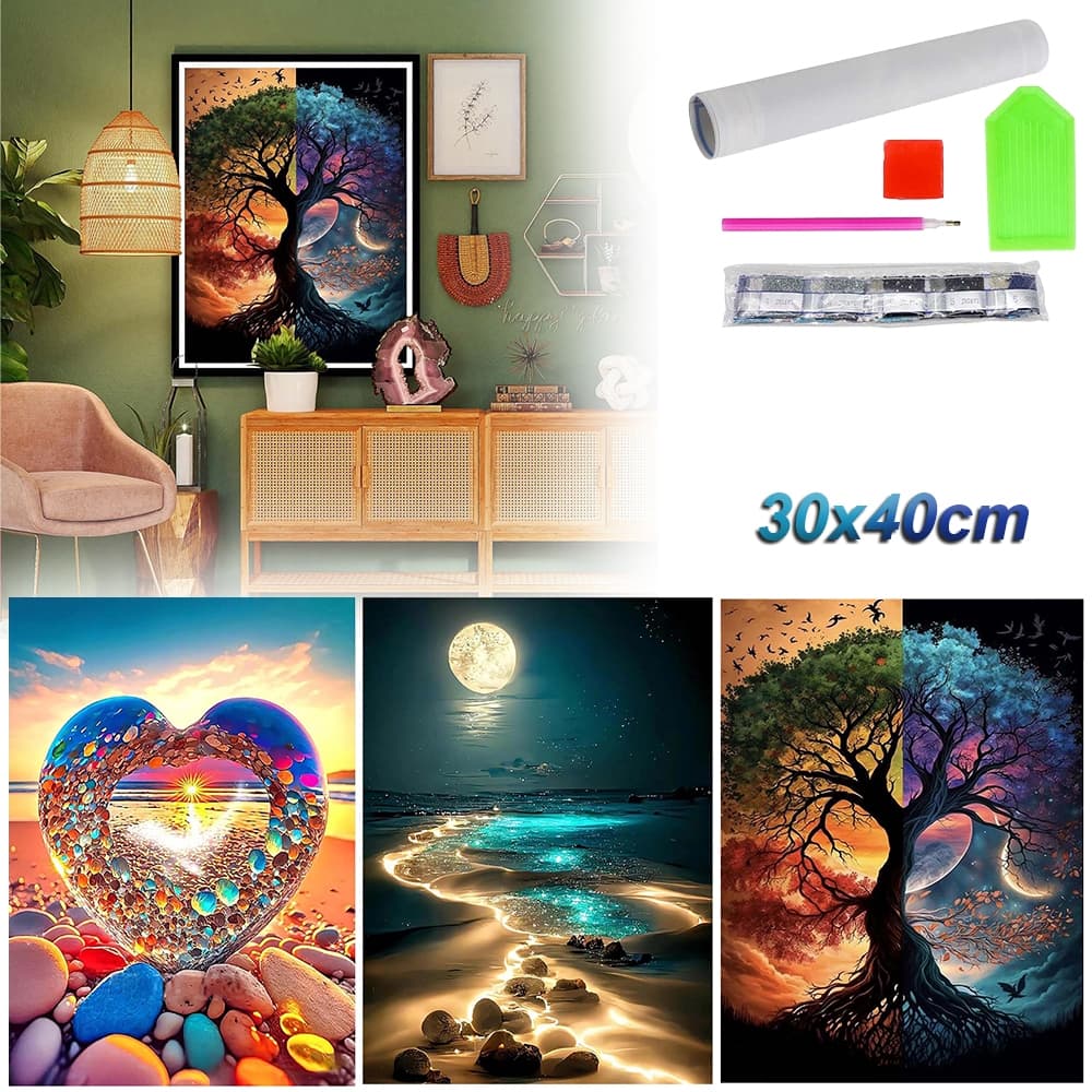 Conjunto de arte de diamante 5D para iniciantes, pintura de diamante completa DIY 30x40cm