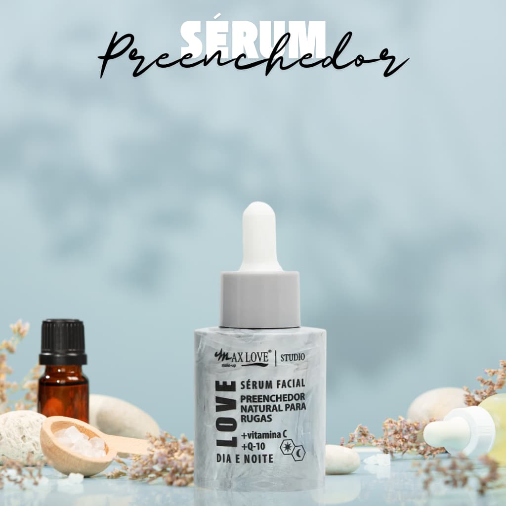 Sérum facial preenchedor natural para rugas com vitaminas C/E Skin care Max Love