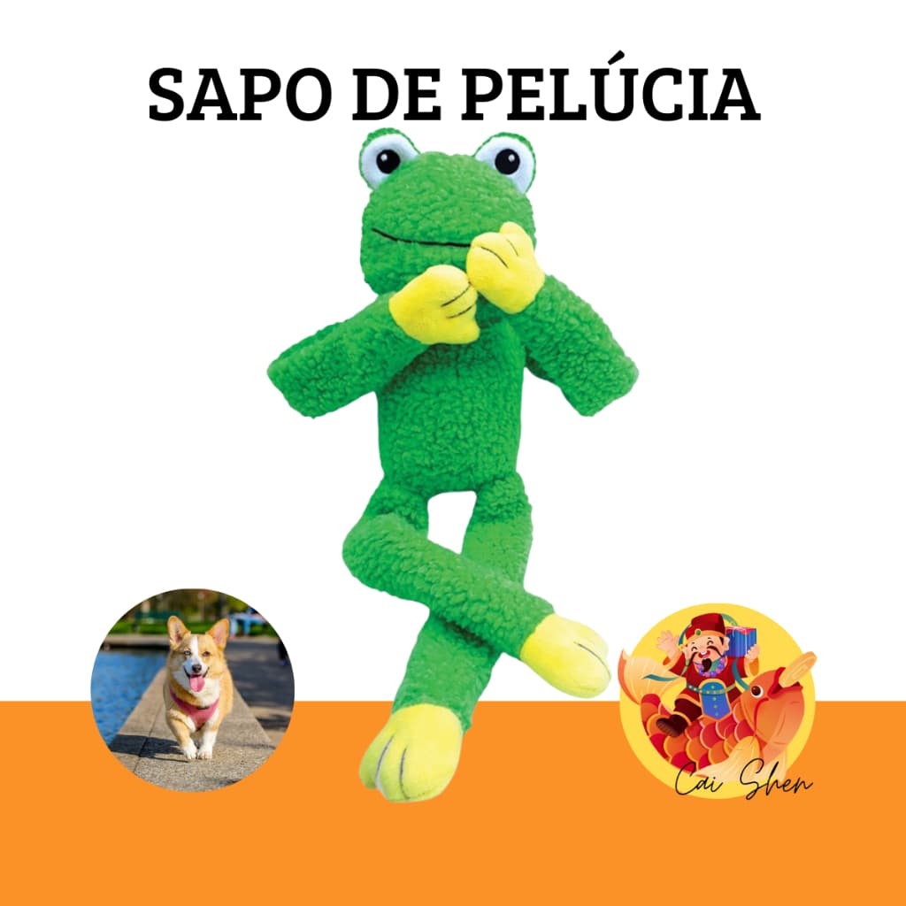 SAPO DE PELÚCIA GRANDE BICHO PELÚCIA DIVERTIDO INTERATIVO PARA CACHORRO GATO PET COM APITO SOM