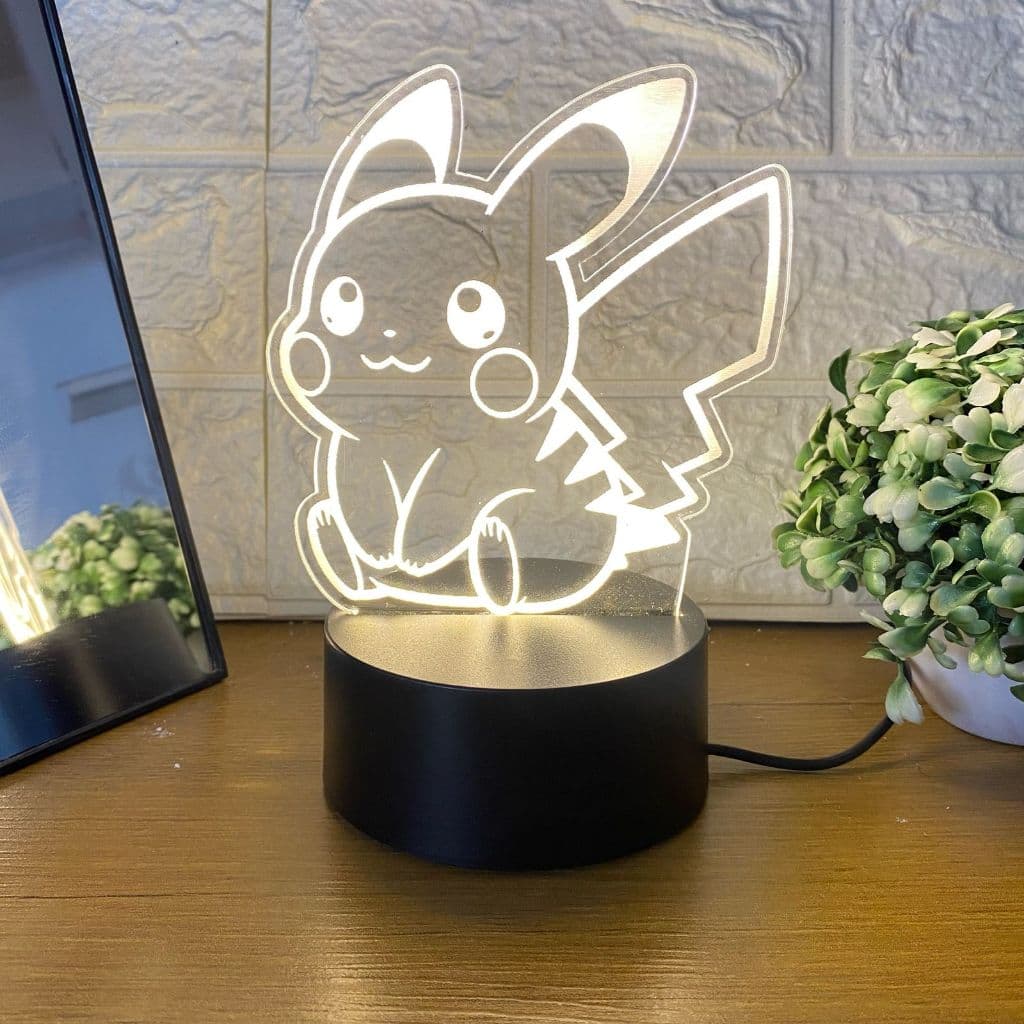 Luminária Pikachu Pokémon 3D LED Infantil Decoração Kids Iluminação LED