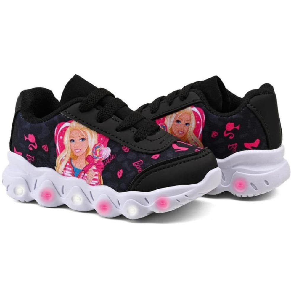 Tênis Infantil Barbie Menina Com Led Pisou Piscou Super Confortável Lançamento IP Calçados