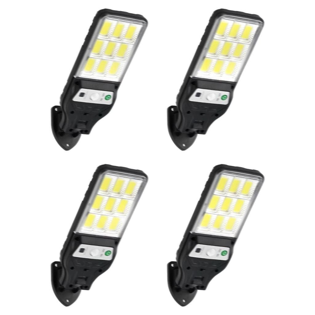 Kit 4 Luminária Led Solar Poste Rua Parede Sensor 108 Led Controle