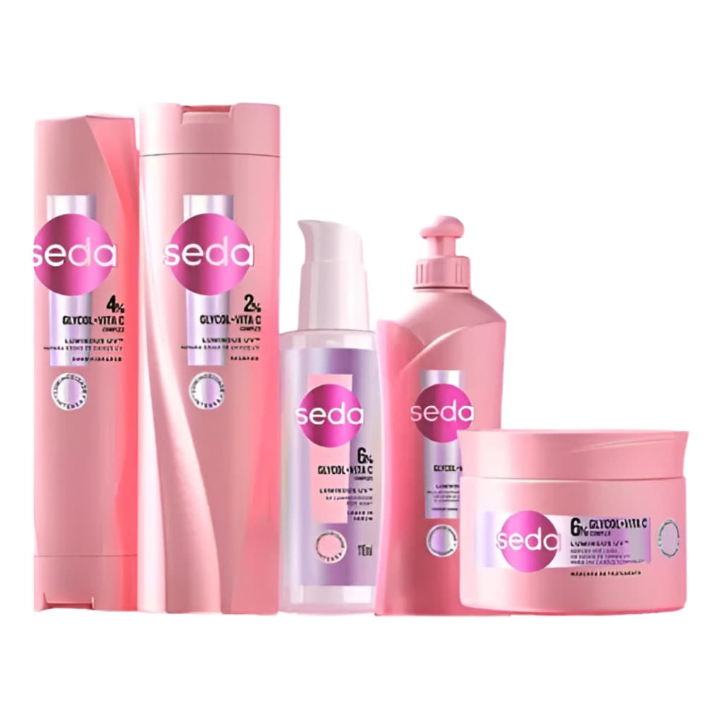 Kit Seda Luminous UV Glycolico + Vitamina C ( Sh + Cond 325ml + Cr Pent 300ml + Sérum 110ml + Masc Trat ) Envio Rápido