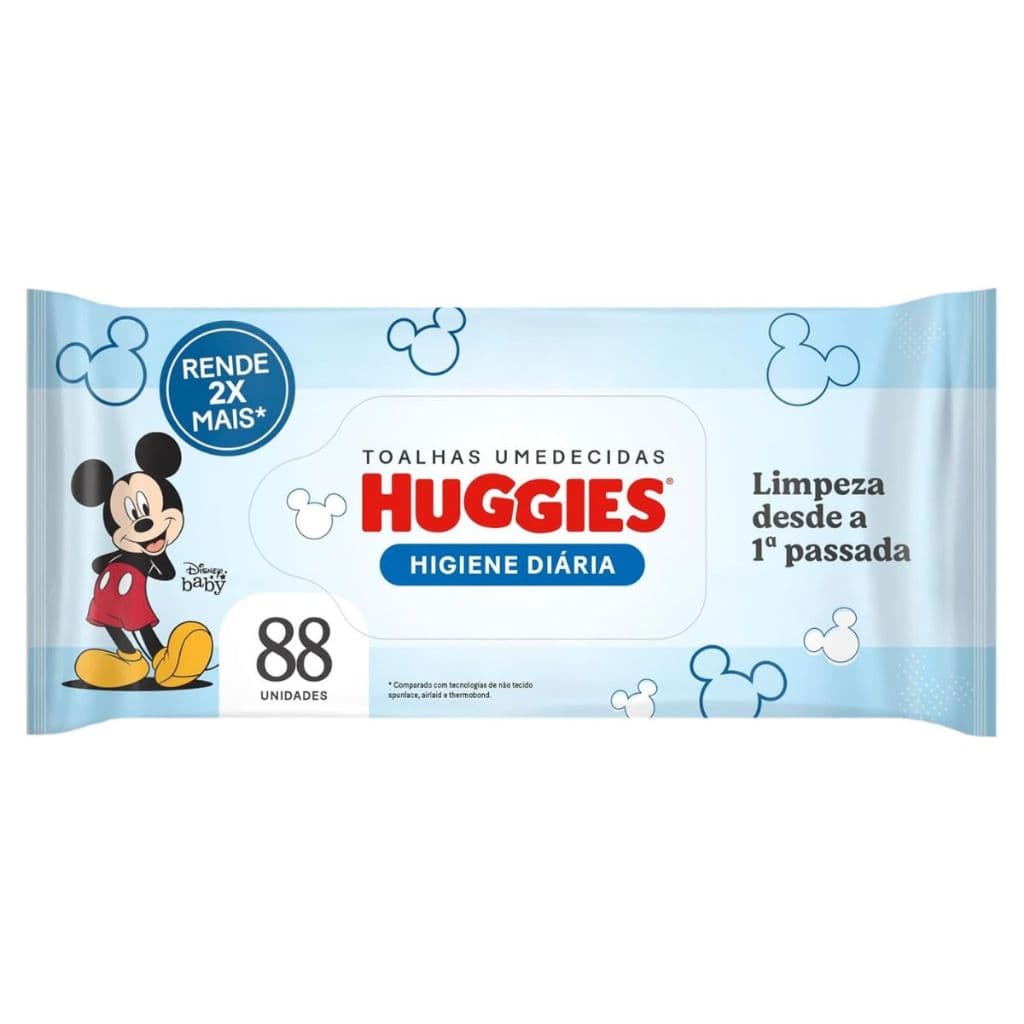 Lenço Umedecido Infantil Huggies Higiene Diária Com 88 Lenços