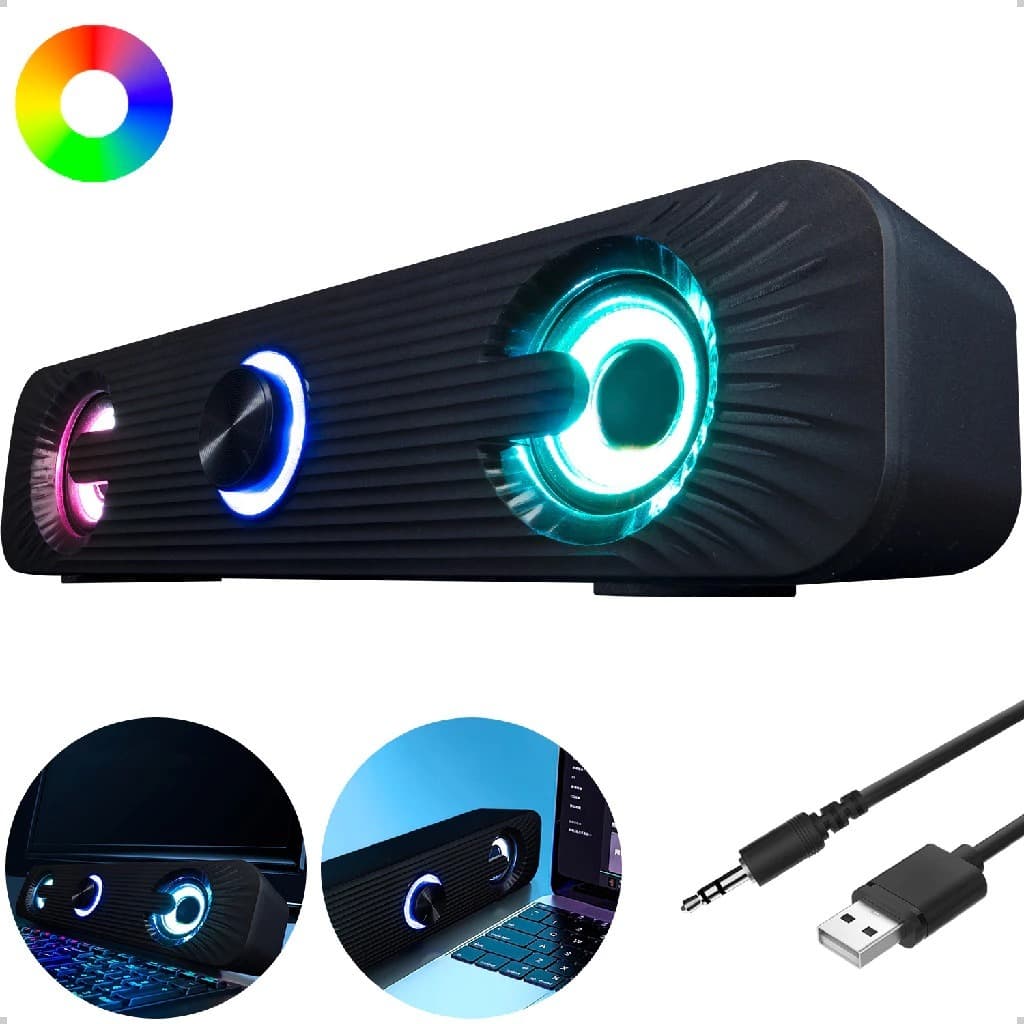 Caixa de Som Pc KA-169 Gamer  Potente Alto Falante Estereo P2 Usb Notebook Celular Tablet /Caixa Som PC E-1078/KP-RO829
