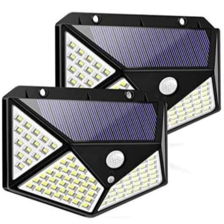 Luminária Solar 100 Led Com Sensor Prova D'Água Refletor Solar Luminaria para Jardim Solar