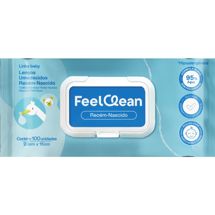 Lenço Umedecido Recém-Nascido 100 Unidades FeelClean
