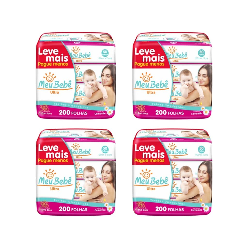 TOALHA UMEDECIDA MEU BEBE ULTRA KIT 800 FLS (4X200)
