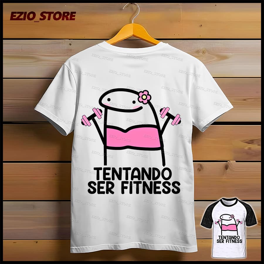 Camiseta "Tentando ser Fitness" Academia Unissex Blusa "Tentando ser Fitness" Camiseta Feminina Academia Fitness CrossFi