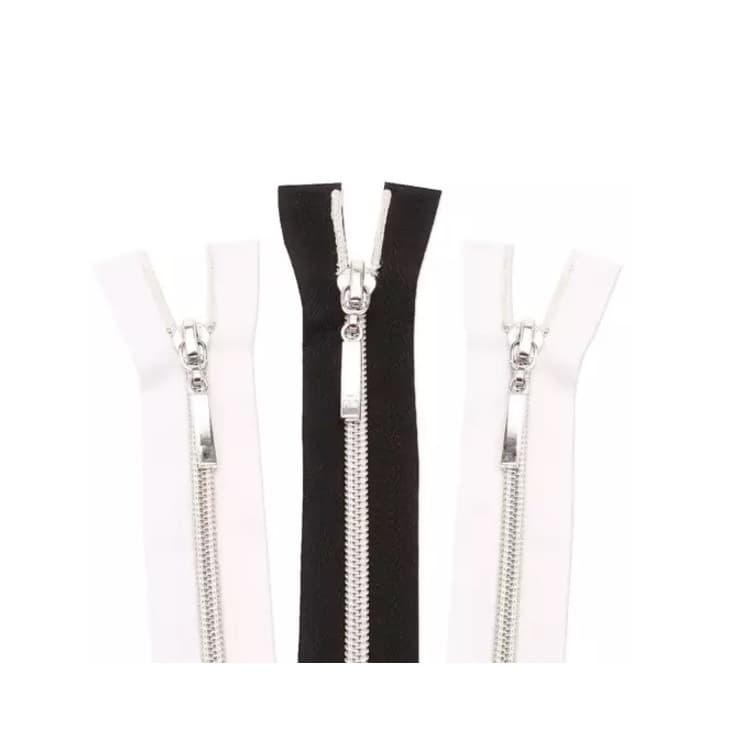 Zíper Nylon Aluminizado Separável para Jaquetas Blusas Coletes Kit 5 Unidades Tamanhos 60 a 80cm