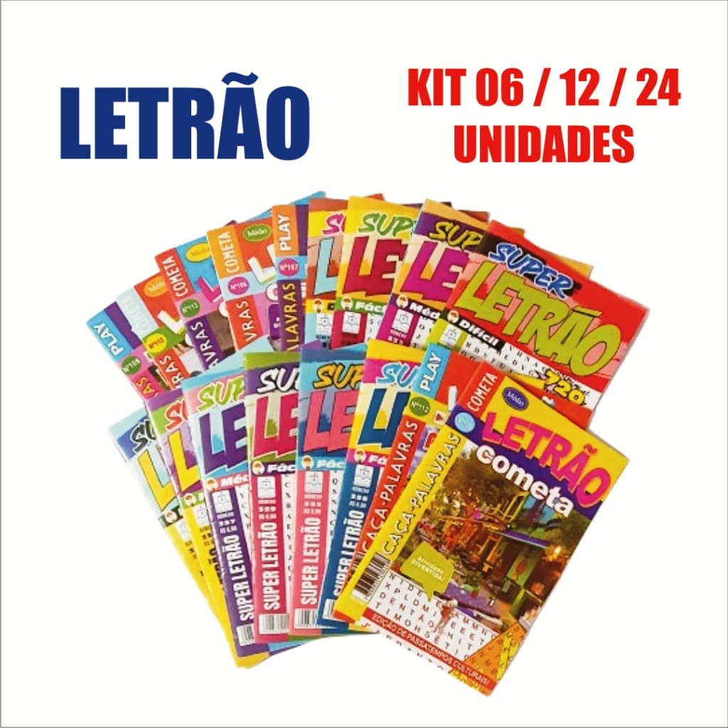 Kit com 06 / 12 / 24 - Revistas Passatempo - Caça Palavras Letrão - Sortidas