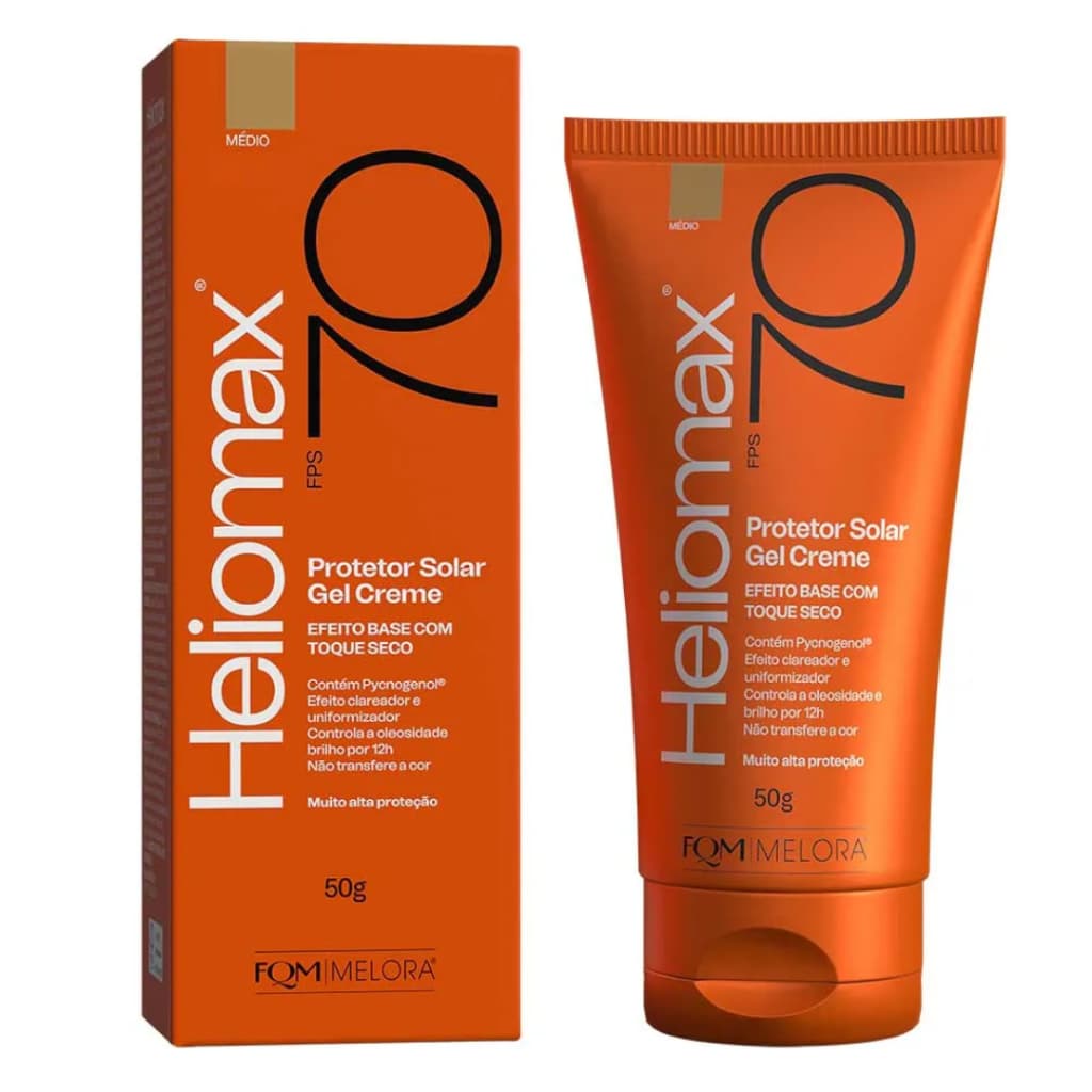 Heliomax protetor solar gel creme toque seco FPS70 Cor Medio