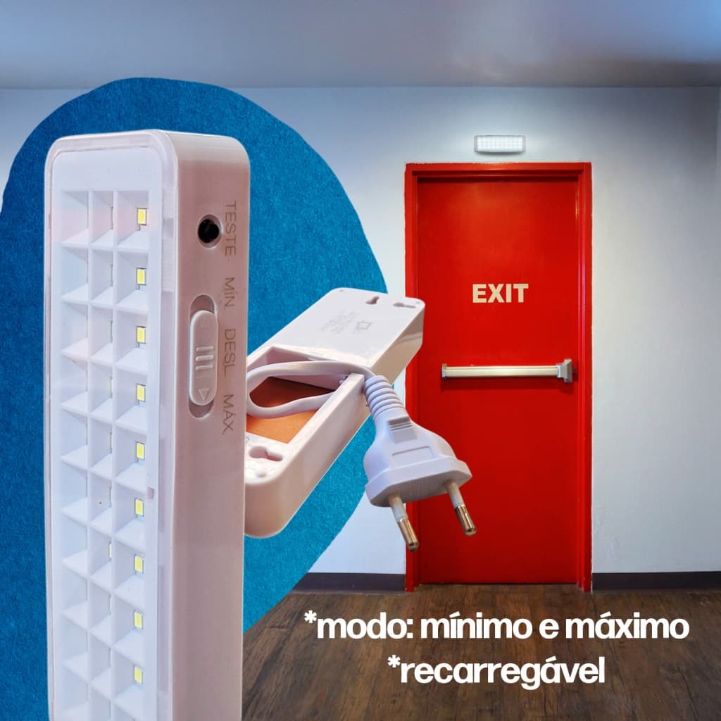Luminária Luz Emergência Lâmpada 60 ou 30 Leds 5W Recarregável Bivolt Branco Frio Queda Energia Led