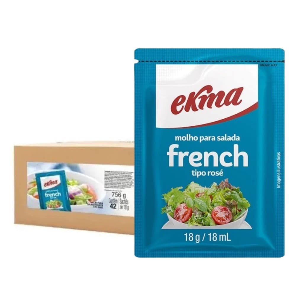 Molho Para Salada French 42un Sachê francês 42x18g Ekma Fast Food Restaurante Comercio Tempero Bar