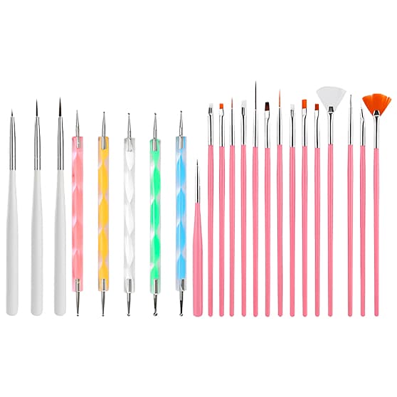 Kit Completo de Nail Art com 23 Peças Pincéis e Boleadores para Manicure Profissional