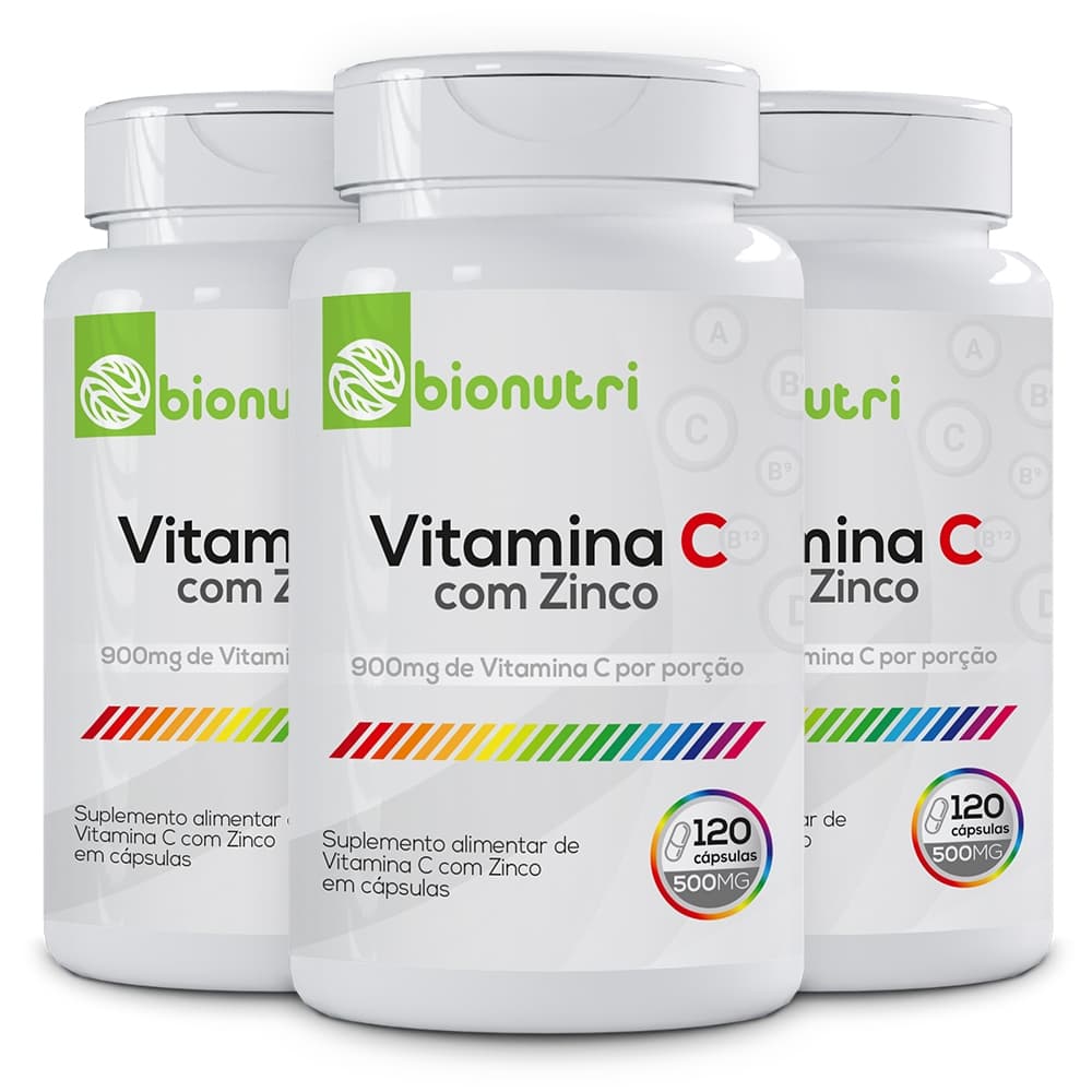 Kit 3x Suplemento Alimentar Vitamina C com Zinco (120 cápsulas) - Bionutri