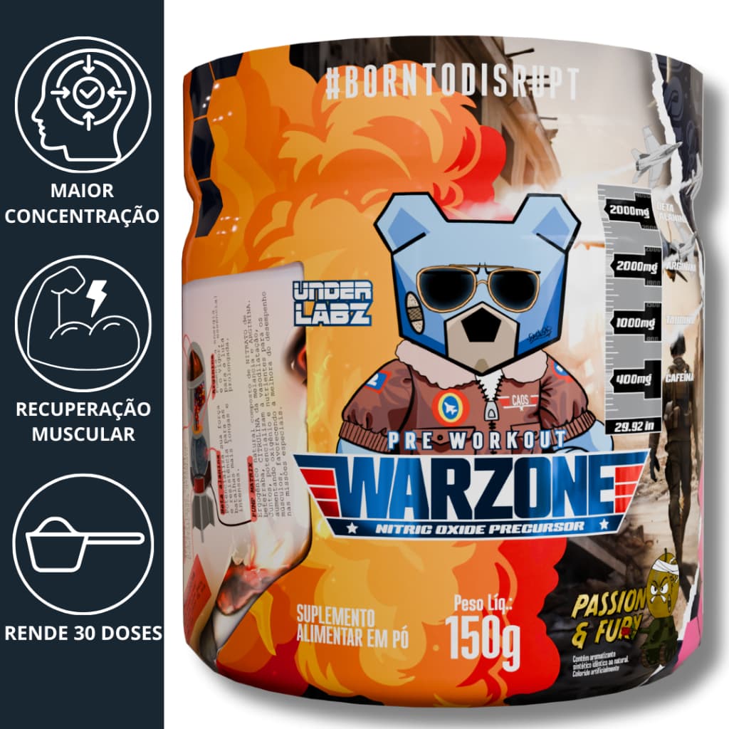 PRÉ TREINO WARZONE 150G Booster Energia Foco Treino - UNDER LABZ